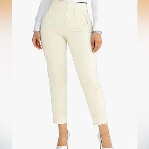 Cream High-Waisted Pants-Sz SM